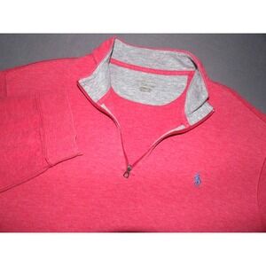 Polo Ralph Lauren Performance Pale Pink Jersey Cotton 1/4 Zip Sweater Men's XL